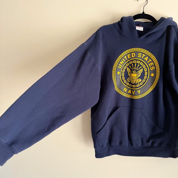 Soffe Blue United States Navy Hooded Sweatshirt - Medium USA - Picture 2 of 6